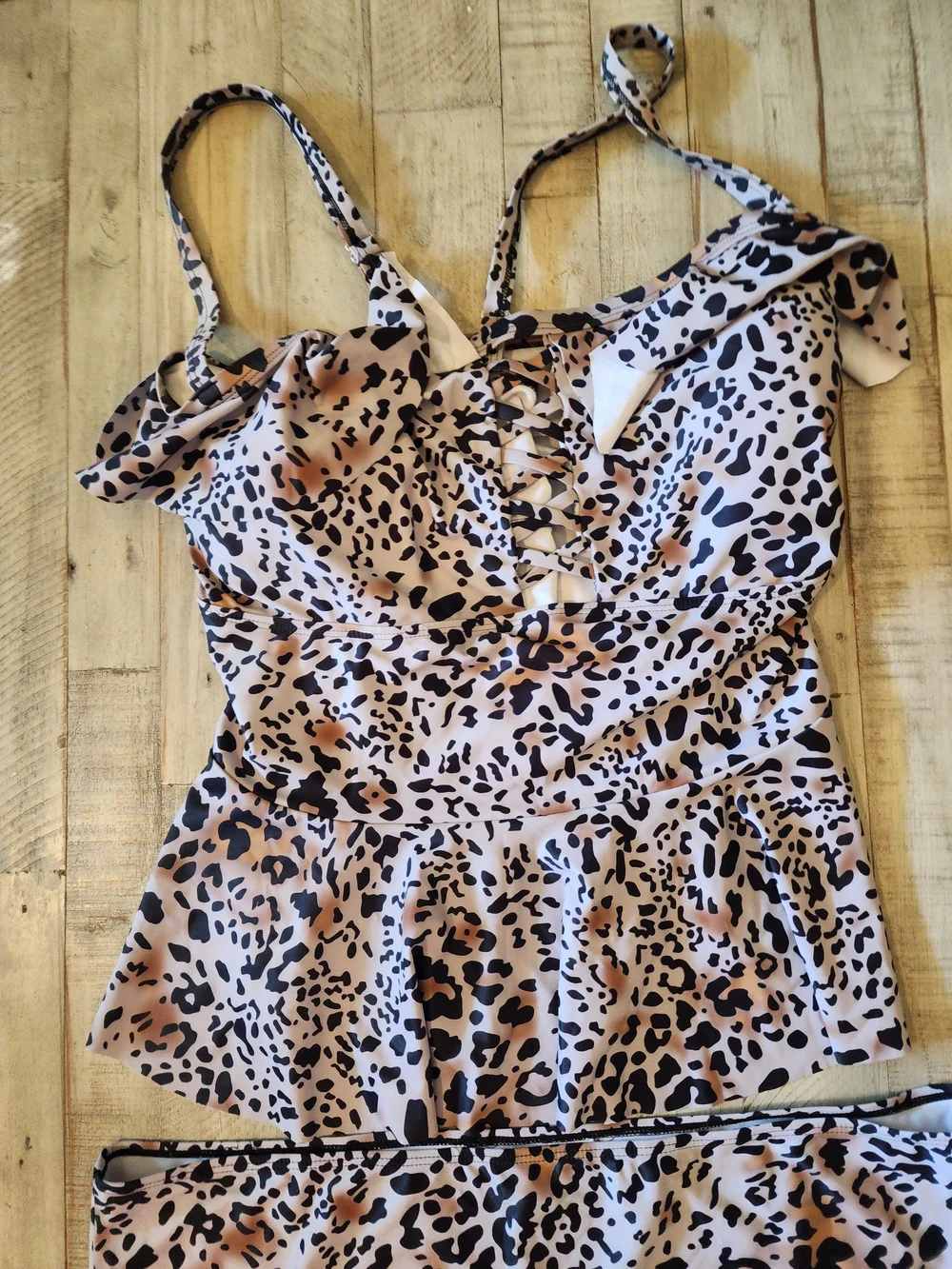 Leopard Print Peplum Two-Piece Tankini